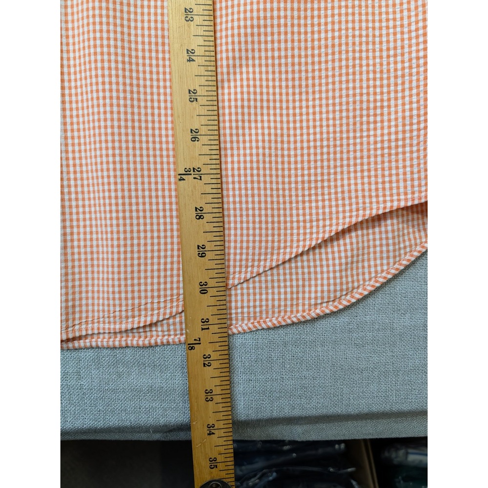 Brooks Brothers Button Down Shirt Mens Medium Orange Gingham Cotton SS - Picture 5 of 7